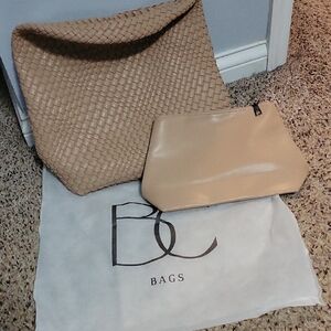 BC BAGS TAN WOVEN PURSE NWT